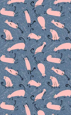 Modern roller blind pink cats pattern