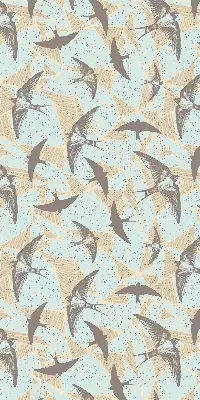 Roller blind for large window swallows pattern