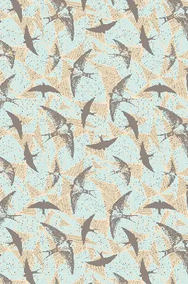 Roller blind for large window swallows pattern