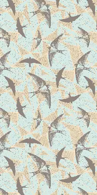 Roller blind for large window swallows pattern