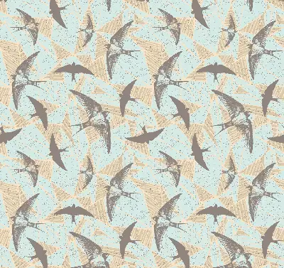 Roller blind for large window swallows pattern