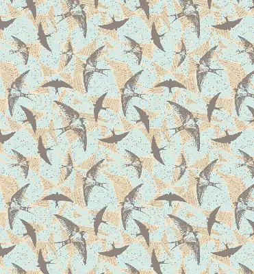Roller blind for large window swallows pattern
