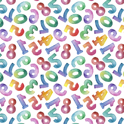 Fabric roller blind with a colorful numbers pattern