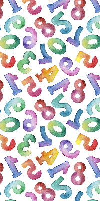 Fabric roller blind with a colorful numbers pattern