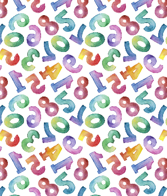 Fabric roller blind with a colorful numbers pattern