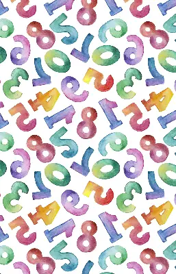 Fabric roller blind with a colorful numbers pattern