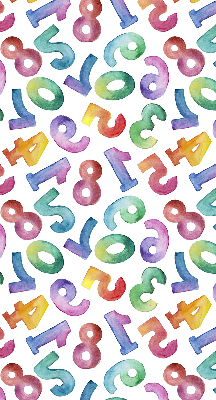 Fabric roller blind with a colorful numbers pattern