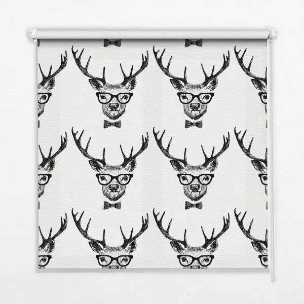 Roller blind for large window reindeer with glasses print
