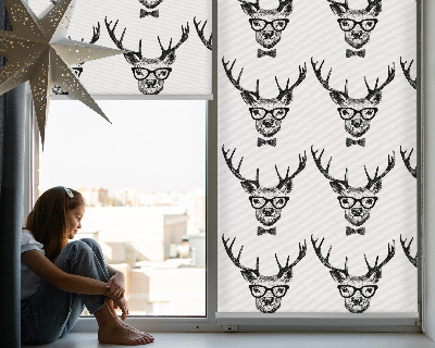 Roller blind for large window Reindeer with glasses