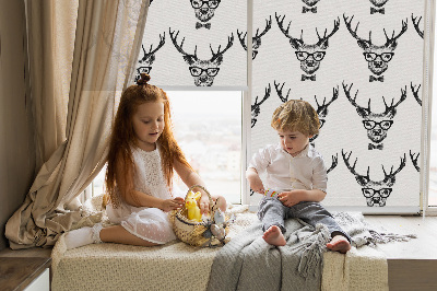 Roller blind for large window Reindeer with glasses