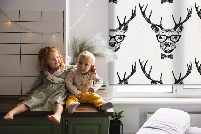 Roller blind for large window Reindeer with glasses