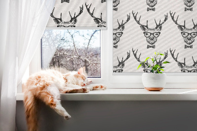 Roller blind for large window Reindeer with glasses