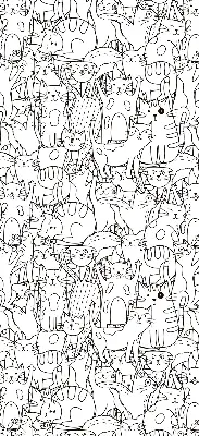Fabric roller blind with a drawn cats print