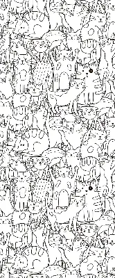 Fabric roller blind with a drawn cats print