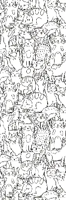 Fabric roller blind with a drawn cats print