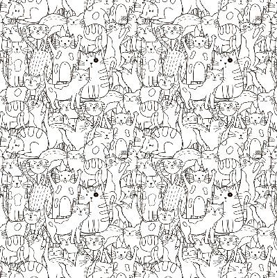 Fabric roller blind Drawn cats