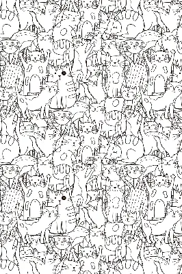 Fabric roller blind with a drawn cats print