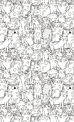 Fabric roller blind Drawn cats