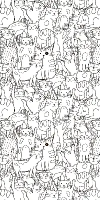 Fabric roller blind with a drawn cats print