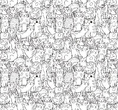 Fabric roller blind with a drawn cats print