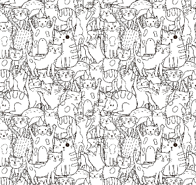 Fabric roller blind Drawn cats