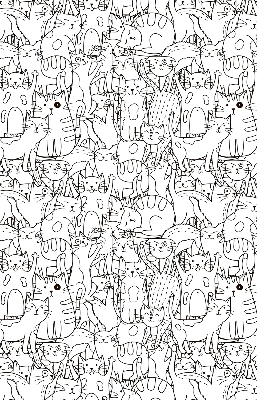 Fabric roller blind Drawn cats