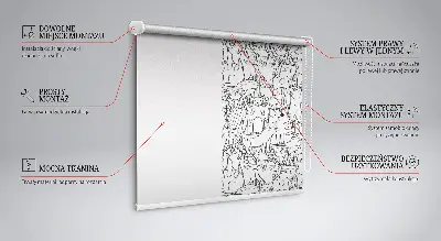 Fabric roller blind with a drawn cats print