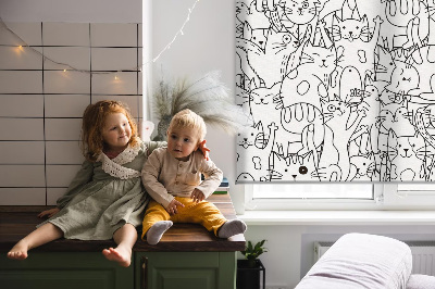 Fabric roller blind Drawn cats