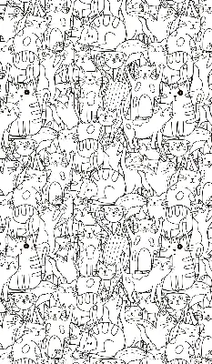 Fabric roller blind with a drawn cats print