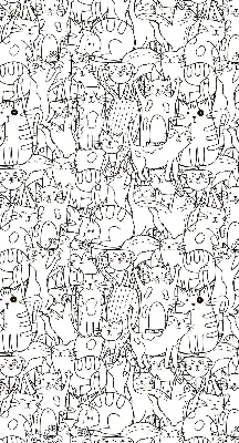 Fabric roller blind with a drawn cats print