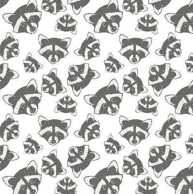 Modern roller blind Drawn raccoons