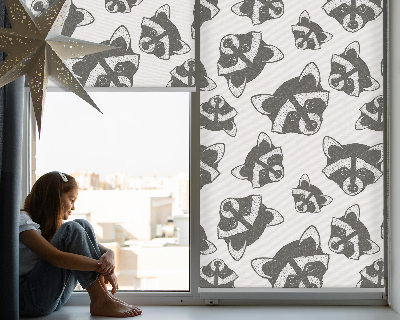 Modern roller blind Drawn raccoons