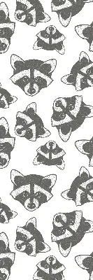 Modern roller blind with a drawn raccoons pattern