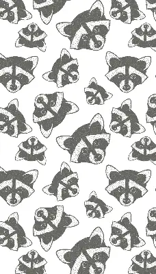 Modern roller blind with a drawn raccoons pattern