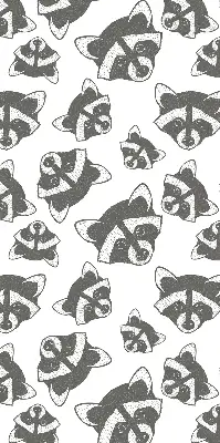 Modern roller blind with a drawn raccoons pattern
