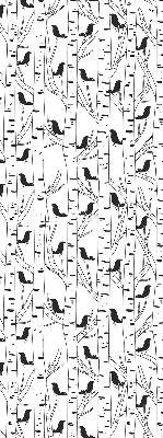 Roller blind for large window drawn birds and trees print