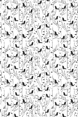 Roller blind for large window Drawn birds and trees
