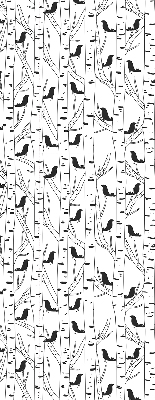 Roller blind for large window drawn birds and trees print