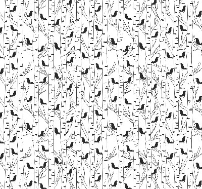 Roller blind for large window Drawn birds and trees
