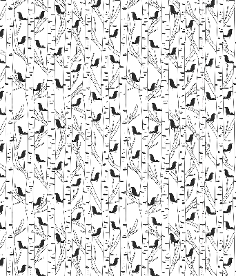 Roller blind for large window Drawn birds and trees