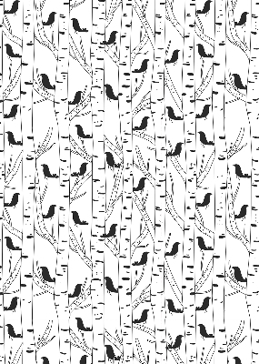 Roller blind for large window Drawn birds and trees