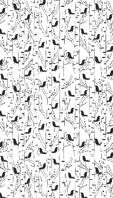 Roller blind for large window Drawn birds and trees