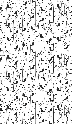 Roller blind for large window drawn birds and trees print