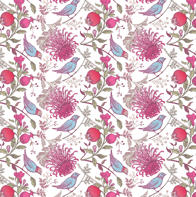 Fabric roller blind Colorful birds among the flowers