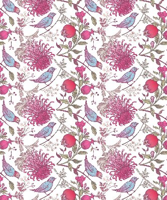 Fabric roller blind Colorful birds among the flowers