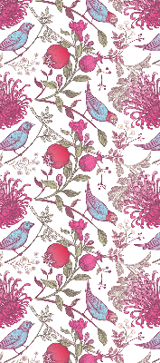 Fabric roller blind Colorful birds among the flowers