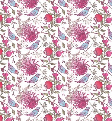 Fabric roller blind Colorful birds among the flowers