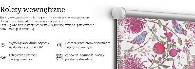 Fabric roller blind Colorful birds among the flowers