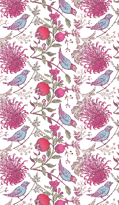 Fabric roller blind Colorful birds among the flowers