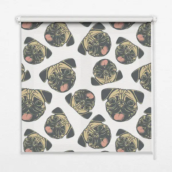 Roller blind for large window bulldogs pattern